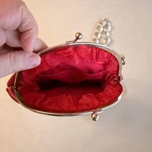 Red Chain-Handle Evening Clutch - Handmade